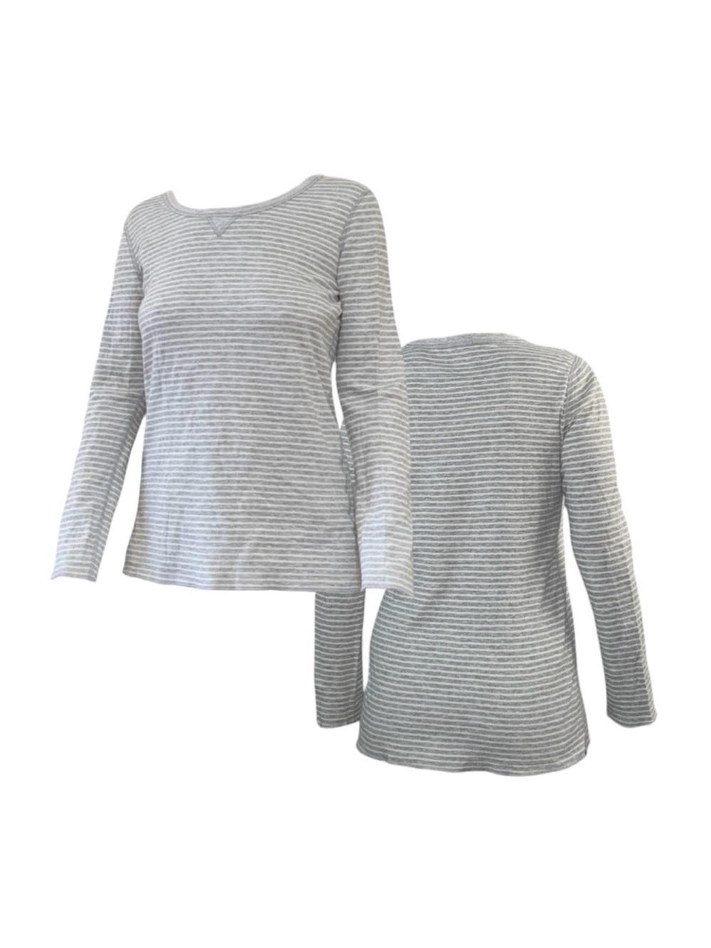 GAP Women's Gray & White Striped Long-Sleeve Top